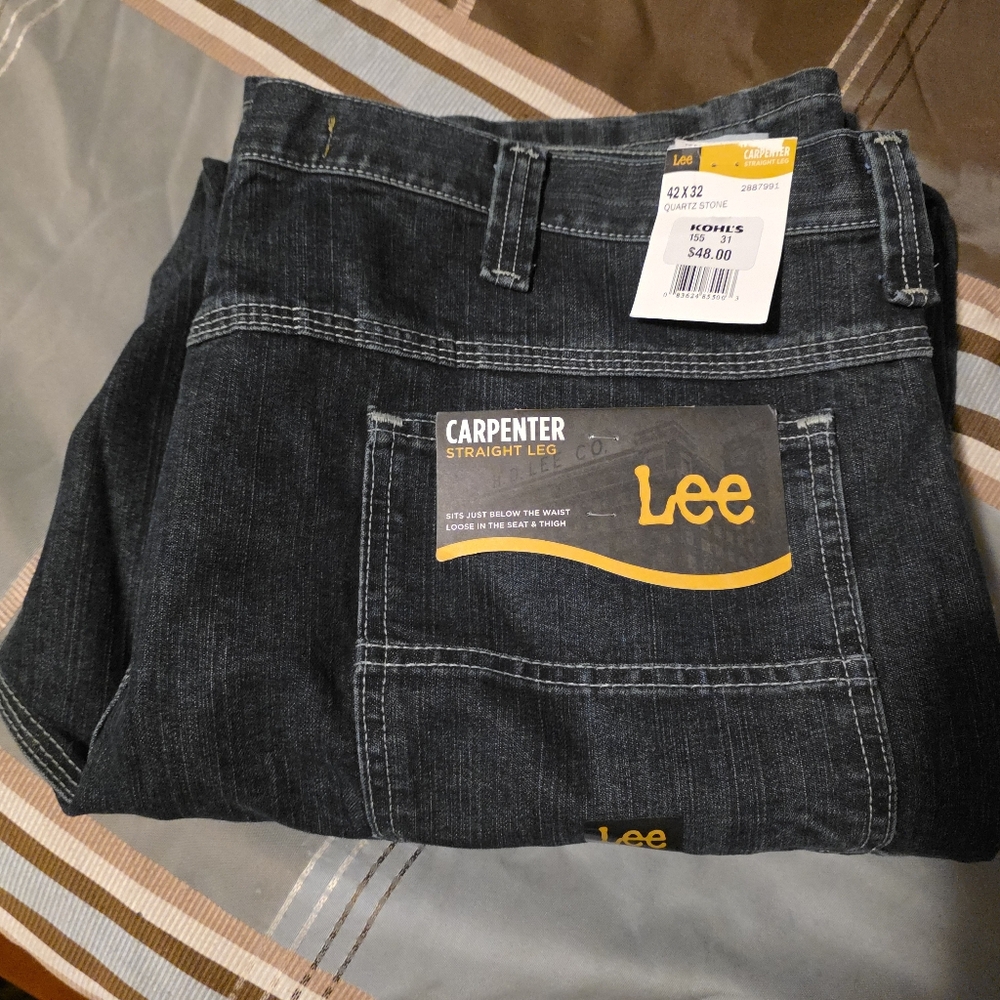 NWT's Lee Men's Carpenter Straight Leg Jeans - Dark Blue     sz 42×32